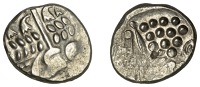 British Iron Age, DUROTRIGES, Uninscribed issues, silver Stater, Cranborne Chase type, disjointed head of Apollo...