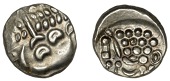 British Iron Age, DUROTRIGES, Uninscribed issues, silver Stater, Cranborne Chase type, disjointed head of Apollo...