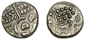 British Iron Age, DUROTRIGES, Uninscribed issues, silver Stater, Cranborne Chase type, disjointed head of Apollo...