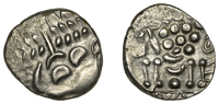 British Iron Age, DUROTRIGES, Uninscribed issues, silver Stater, Cranborne Chase type, disjointed head of Apollo...