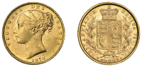 Victoria (1837-1901), Sovereign, 1870, die no. 123 (Bentley 553, this coin; Hill 54; S 3853B). Lustrous, better than...