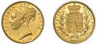Victoria (1837-1901), Sovereign, 1865, die no. 8 (Bentley 129, this coin; Hill 50; S 3853). Extremely fine or a...