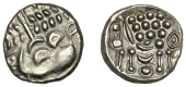 British Iron Age, DUROTRIGES, Uninscribed issues, silver Stater, Cranborne Chase type, disjointed head of Apollo...