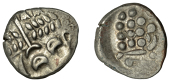 British Iron Age, DUROTRIGES, Uninscribed issues, silver Stater, Cranborne Chase type, disjointed head of Apollo...