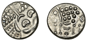 British Iron Age, DUROTRIGES, Uninscribed issues, silver Stater, Cranborne Chase type, disjointed head of Apollo...