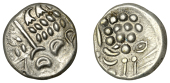 British Iron Age, DUROTRIGES, Uninscribed issues, silver Stater, Cranborne Chase type, disjointed head of Apollo...