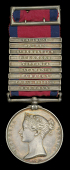 The Peninsula War medal awarded to Private Elijah Hotley, 95th Foot, Rifles, who was wounded in the left hand at the...