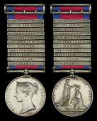 The Peninsula War medal awarded to Private Thomas Harding, 95th Foot, Rifles, who was wounded in the left thigh in...