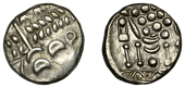 British Iron Age, DUROTRIGES, Uninscribed issues, silver Stater, Cranborne Chase type, disjointed head of Apollo...