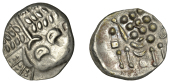 British Iron Age, DUROTRIGES, Uninscribed issues, silver Stater, Cranborne Chase type, disjointed head of Apollo...