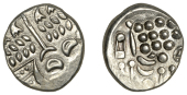 British Iron Age, DUROTRIGES, Uninscribed issues, silver Stater, Cranborne Chase type, disjointed head of Apollo...