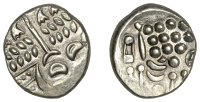 British Iron Age, DUROTRIGES, Uninscribed issues, silver Stater, Cranborne Chase type, disjointed head of Apollo...
