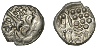 British Iron Age, DUROTRIGES, Uninscribed issues, ‘white gold’ Stater, Cranborne Chase type, disjointed head of...