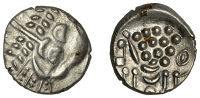 British Iron Age, DUROTRIGES, Uninscribed issues, silver Stater, Cranborne Chase type, disjointed head of Apollo...