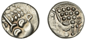British Iron Age, DUROTRIGES, Uninscribed issues, silver Stater, Cranborne Chase type, disjointed head of Apollo...