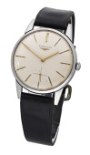 Longines. A stainless steel wristwatch, Ref. 2401, circa 1959.
Movement: cal. 30L, manual winding, 17 jewels, no....