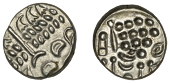 British Iron Age, DUROTRIGES, Uninscribed issues, silver Stater, Cranborne Chase type, disjointed head of Apollo...