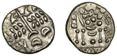 British Iron Age, DUROTRIGES, Uninscribed issues, silver Stater, Cranborne Chase type, disjointed head of Apollo...