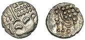 British Iron Age, DUROTRIGES, Uninscribed issues, silver Stater, Cranborne Chase type, disjointed head of Apollo...