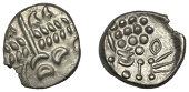 British Iron Age, DUROTRIGES, Uninscribed issues, silver Stater, Cranborne Chase type, disjointed head of Apollo...