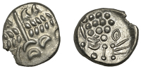 British Iron Age, DUROTRIGES, Uninscribed issues, silver Stater, Cranborne Chase type, disjointed head of Apollo...