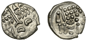 British Iron Age, DUROTRIGES, Uninscribed issues, silver Stater, Cranborne Chase type, disjointed head of Apollo...