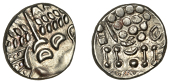 British Iron Age, DUROTRIGES, Uninscribed issues, ‘white gold’ Stater, Cranborne Chase type, disjointed head of...