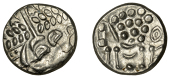 British Iron Age, DUROTRIGES, Uninscribed issues, silver Stater, Cranborne Chase type, disjointed head of Apollo...