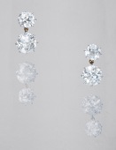 A pair of diamond earrings, each claw set with two cushion-cut diamonds, the first weighing 1.92 carats and 1.01...