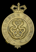 Kildare Rifles Militia Glengarry Badge.
A very good Victorian die-stamped bronzed brass example with a crowned...