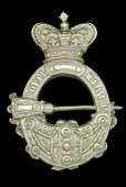 Royal Meath Militia Glengarry Badge.
A very good Victorian die-stamped white metal example, circa 1874-1881, with a...