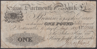 Dartmouth General Bank, for John Hine and Henry Joseph Holdsworth, £1, 19 April 1823, serial number 1756, John Hine...