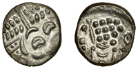 British Iron Age, DUROTRIGES, Uninscribed issues, silver Stater, Cranborne Chase type, disjointed head of Apollo...