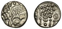 British Iron Age, DUROTRIGES, Uninscribed issues, ‘white gold’ Stater, Cranborne Chase type, disjointed head of...