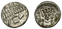 British Iron Age, DUROTRIGES, Uninscribed issues, silver Stater, Cranborne Chase type, disjointed head of Apollo...