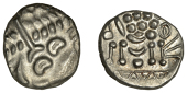 British Iron Age, DUROTRIGES, Uninscribed issues, silver Stater, Spread Tail type, disjointed head of Apollo...