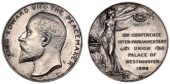 Fourteenth Conference of the Interparliamentary Union, 1906, a matt silvered bronze medal by A.G.Wyon, head of...