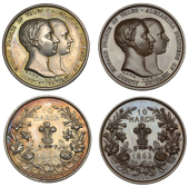Marriage of the Prince of Wales and Princess Alexandra, 1863, medals (2) by L.C. Wyon after Hunt & Roskell, in...