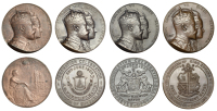Edward VII, Coronation, 1902, bronze medals (4), by Elkington, crowned conjoined busts of Edward and Alexandra...