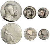 Edward VII, Coronation, 1902, silver medals (3) by Elkington, crowned conjoined busts of Edward and Alexandra right,...