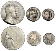 Edward VII, Coronation, 1902, silver medals (3) by Elkington, crowned conjoined busts of Edward and Alexandra right,...