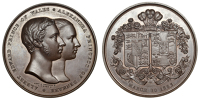 Marriage of the Prince of Wales and Princess Alexandra, 1863, a bronze medal by L.C. Wyon after Hunt & Roskell,...