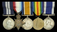 A Great War submariner’s D.S.M. group of five awarded to Stoker Petty Officer W. E. Holloway, Royal Navy, who was...