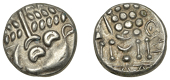 British Iron Age, DUROTRIGES, Uninscribed issues, silver Stater, Spread Tail type, disjointed head of Apollo...