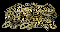 Assorted Shoulder Titles.
A good selection, some scarce, including: R.F.C. Large arched pattern; Somerset, white...