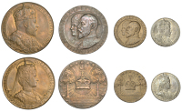 Edward VII, Coronation, 1902, medals (4) by G.W. de Saulles (2), in silver, 31mm, 12.82g, in bronze, 55mm (BHM...