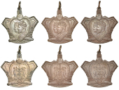 Coronation, Children’s Fête, Glasgow, 1902, a set of bronze crown-shaped medals (3, one brown-gilt), unsigned (by...
