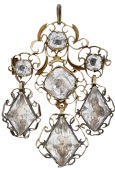 An antique rock crystal brooch / pendant, of girandole design, the pierced pendant set throughout with vari-cut rock...