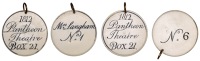LONDON, Oxford Street, Pantheon Theatre (2), 1812, date above legend, Box 21 below, rev. named (Mrs Langham, No. 1),...