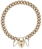 A 9ct gold bracelet, the curb-link chain with a heart-shaped padlock clasp, UK hallmark for 1970, length 19cm.  	...